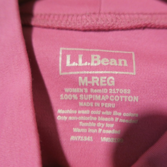 LL Bean Pima Cotton Tee Pink Long Sleeve Top Mock Neck Layer Casual Lounge M - Picture 5 of 7